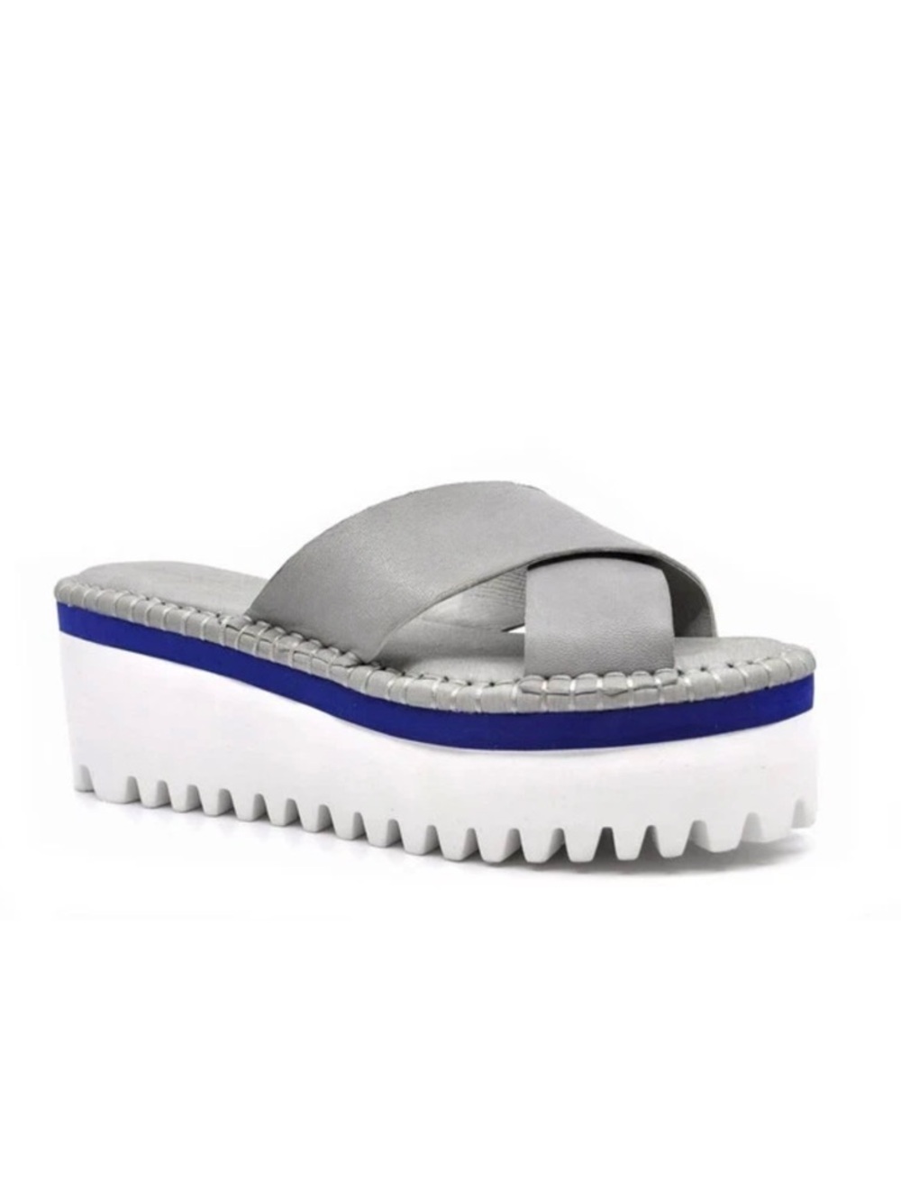 Chocolate Blu Madison Lug Sole Platform Slide Sandal | Gray Leather |  EU 39‎